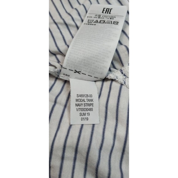 VTG LOVE Gap Shirt Tank Top Size XL Tee Sleeveless Gray Navy Stripe Modal Lounge - Picture 13 of 13